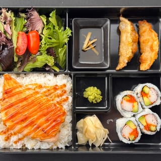 Salmon teriyaki lunch box.
